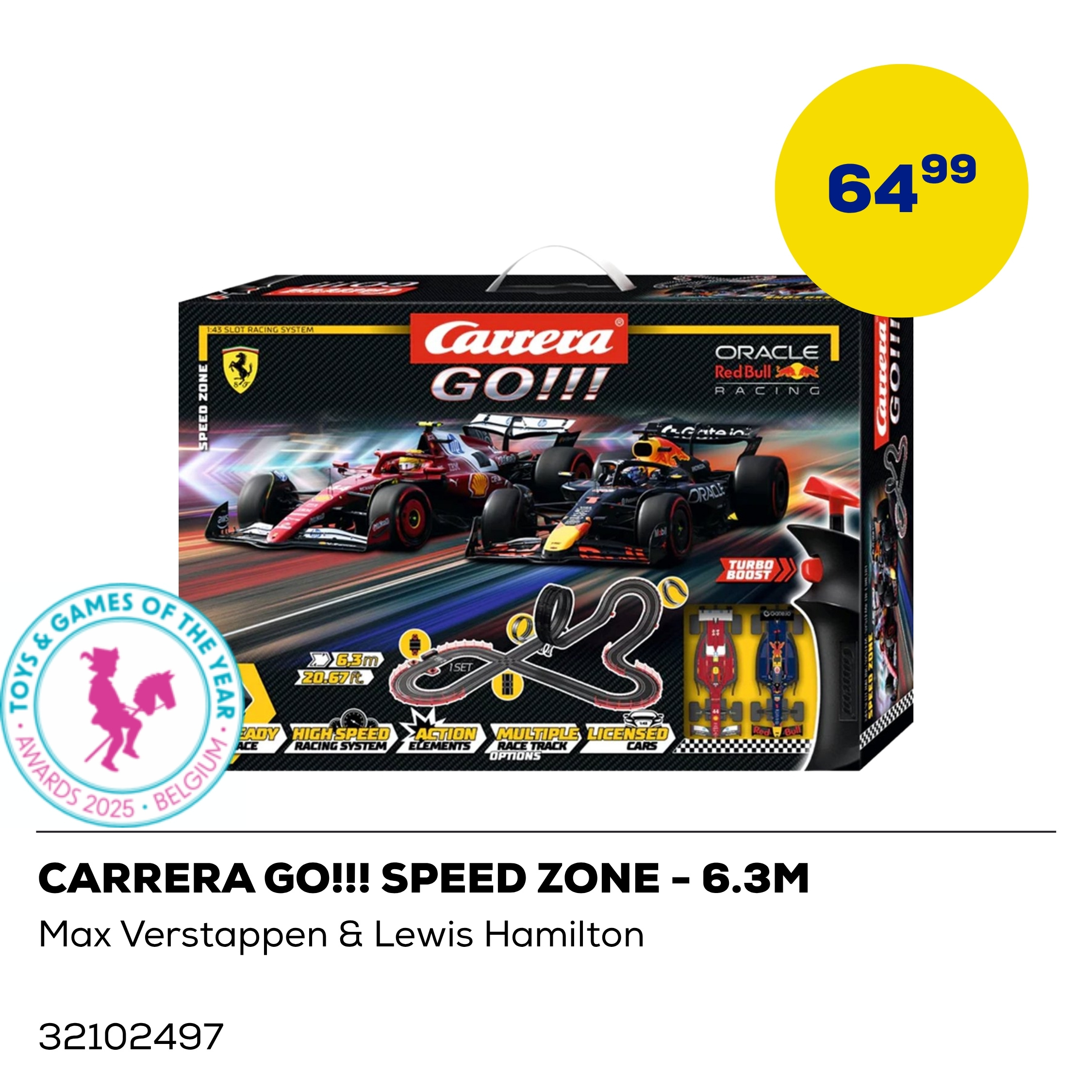 Carrera Go!!! Speed Zone, 6.3 M. Max Verstappen en Lewis Hamilton